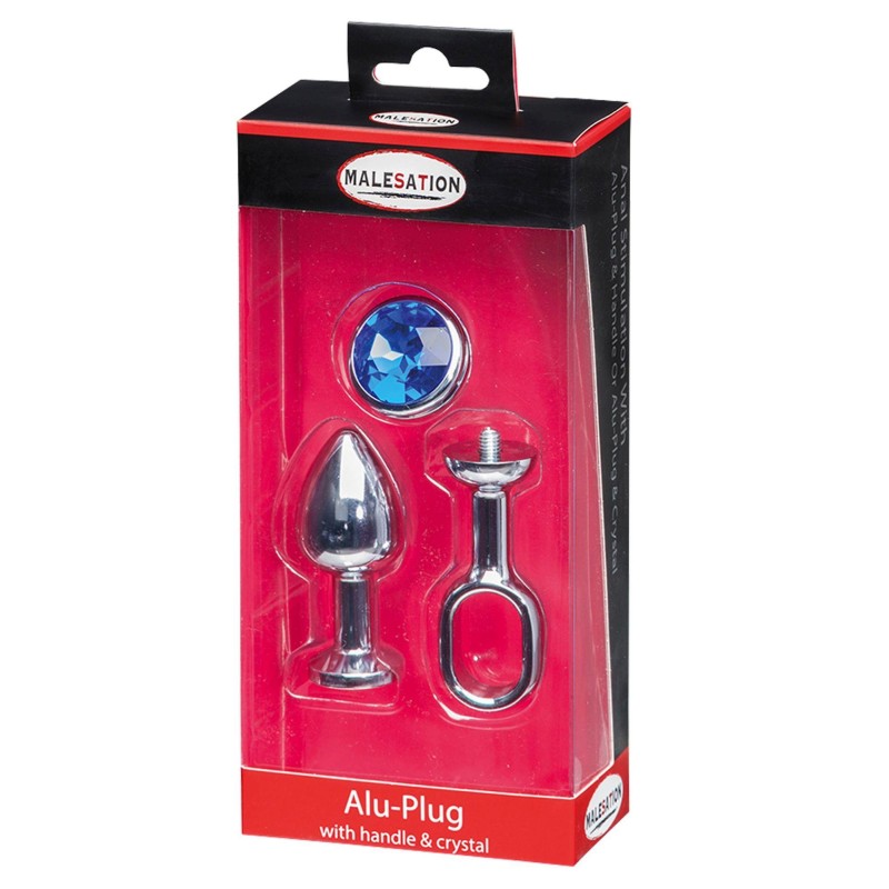 MALESATION Alu-Plug with handle & crystal small, chrome